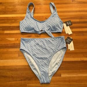 SALT + COVE Juniors' Tie-Front Bralette top & high waist bikini set  L
